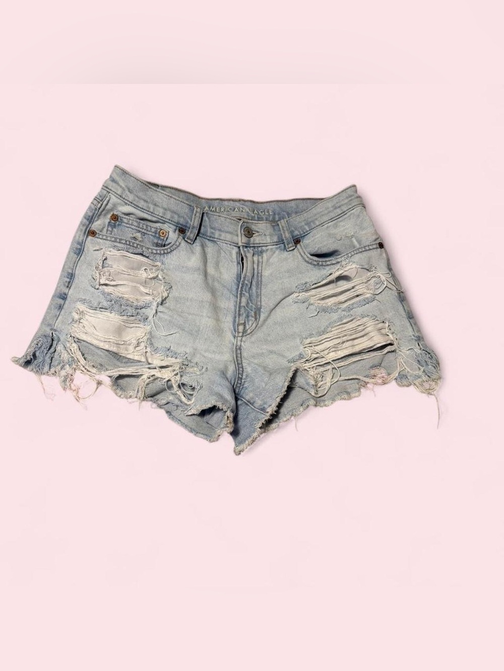 American Eagle Outfitters Light Wash Distressed Denim Cutoff Shorts